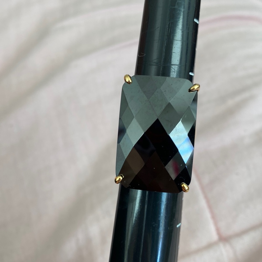 Park Lane faceted black onyx gold toned ring